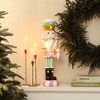 LuxenHome Lighted Nutcracker Pink Soldier with Candy Tree, Battery Operated Holiday Decoration - 2 of 4