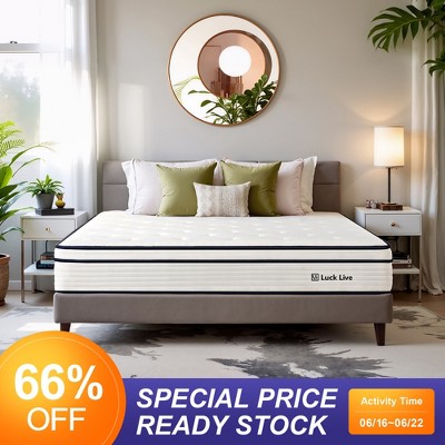 Luck Live 12-inch foam hybrid mattress Queen, Euro top, individually wrapped coils, medium soft, CertiPUR-US