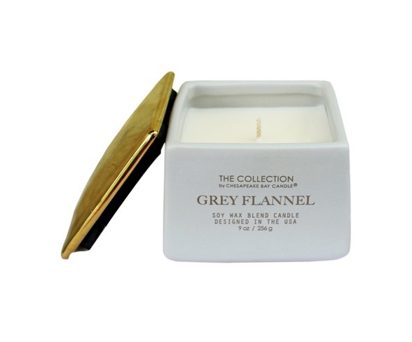 9oz Matte Square Jar Candle Grey Flannel - The Collection By Chesapeake Bay Candle