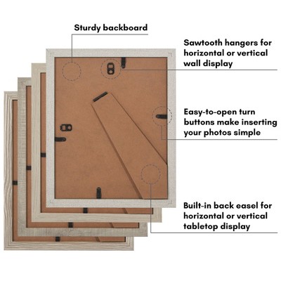 Rustic Farmhouse 8x10 Picture Frame Set with Mat - 4 Pack