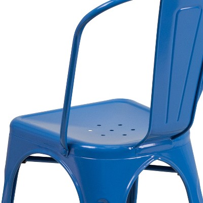 Vintage Bistro Blue Steel Stackable Indoor-Outdoor Chair