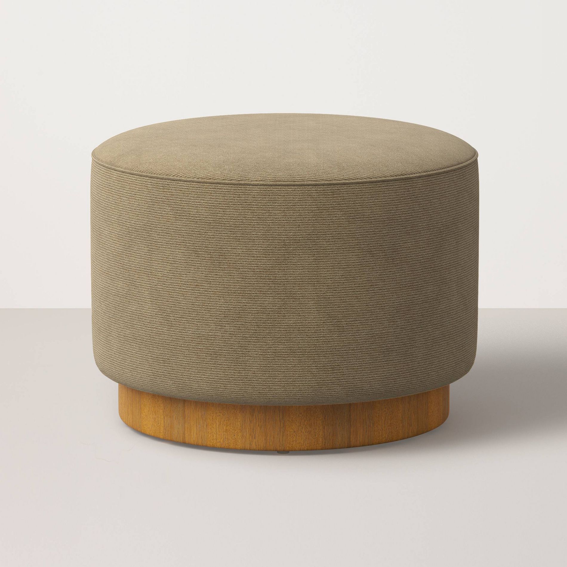 Round Ottoman with Plinth Base Cappuccino - Hearth & Hand™ with Magnolia