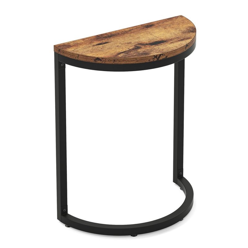 Tribesigns End Table Half Round,Slim C Narrow Side Table with Metal Frame, 3 of 7