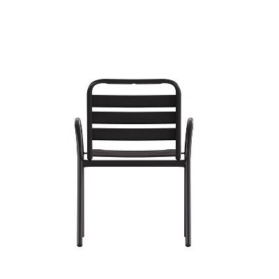 Lila 31'' Black Commercial Metal Indoor-Outdoor Stack Chair