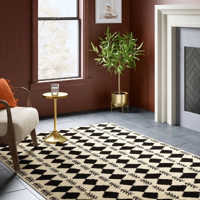 Irregular Diamond Shag Area Rug - Thumbnail 2