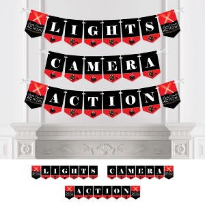 Big Dot of Happiness Red Carpet Hollywood - Movie Night Party Bunting Banner - Party Decorations - Lights, Camera, Action - 1 of 4
