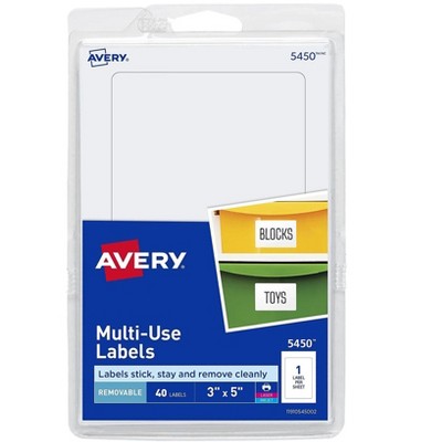 Avery Laser/Inkjet Multipurpose Labels 3" x 5" White 1 Label/Sheet 05450