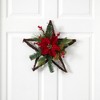 Nearly Natural 16” Holiday Christmas Poinsettia Star Twig Wreath - 2 of 4