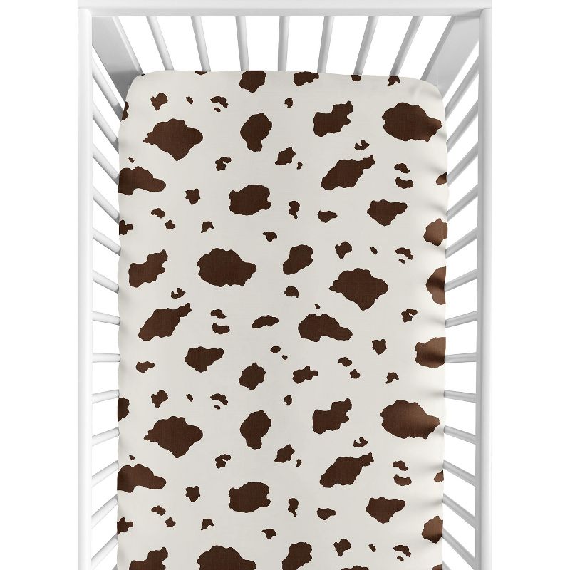 Sweet Jojo Designs Gender Neutral Unisex Baby Fitted Crib Sheet Western Cowgirl Brown Off White, 1 of 8