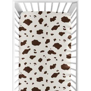 Sweet Jojo Designs Gender Neutral Unisex Baby Fitted Crib Sheet Western Cowgirl Brown Off White