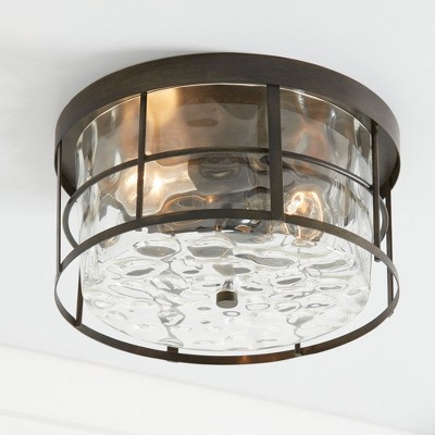 Farmhouse Clear Glass 2-Light Flush Mount Ceiling Fixture