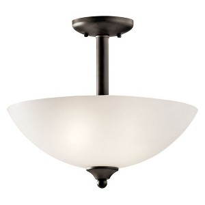 Jolie 15" 2 Light Convertible Inverted Pendant and Semi Flush with Satin Etched Glass in Brushed Nickel - 1 of 2