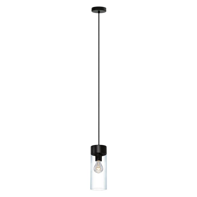 1-Light Cylindrical Glass Montey Pendant Matte Black/Clear - EGLO, 1 of 7