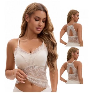 INSPIRE CHIC Women's 3 Pack Lace Mesh Adjustable Spaghetti Strap Fixed Cup Breathable Camisoles - 1 of 4