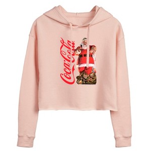 Women's - Coca-Cola - Vintage Santa With Presents Cropped Graphic Hoodie - 1 of 3