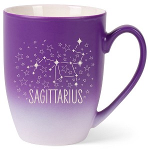 100 North Zodiac Design 10 Ounce Purple and White Two Toned Ombre, Comfortably Fits Your Hands, Ceramic Tea Coffee Cup Mug, Sagittarius - 1 of 1