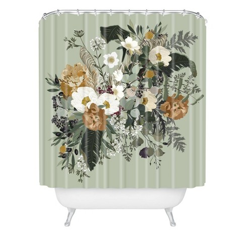 Iveta Abolina Paloma Midday Shower Curtain Green Floral Deny