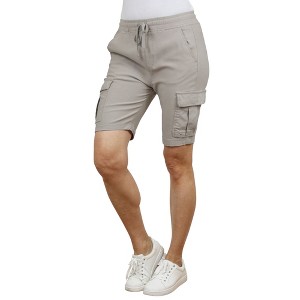 Galaxy By Harvic Women's Loose Fit Super Flex Stretch Cargo Jogger Shorts - 1 of 3