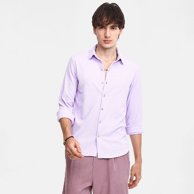 Campus Sutra Men Men's Lilac Stripe-Creased Shirt