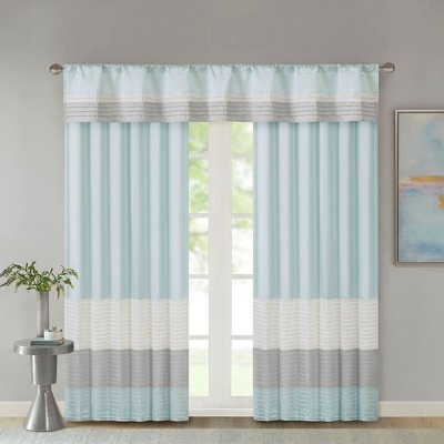 Polyoni Pintuck Light Filtering Striped Window Valance, Lightweight Textured Rod Pocket Top Valance for All Seasons