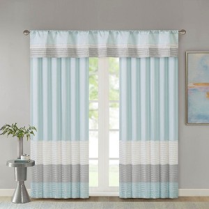 Polyoni Pintuck Light Filtering Striped Window Valance, Lightweight Textured Rod Pocket Top Valance for All Seasons - 1 of 4