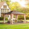 Erommy 12'x 14' Hardtop Gazebo, Wooden Grain Aluminum Frame Canopy with Galvanized Steel Hardtop Roof - 2 of 3