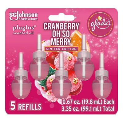 Glade PlugIns Scented Oil Air Freshener Refills Cranberry Oh So Merry - 5 ct/3.35oz