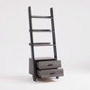 VYNXARIA Distressed Grey & Black Two-Tone Ladder Bookcase with 2 Drawers and Aluminum Bar Handles - 2 of 4