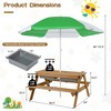 Costway 3-in-1 Kids Picnic Table Wooden Outdoor Sand & Water Table with Umbrella Play Boxes Natural/Blue/Green - 3 of 4