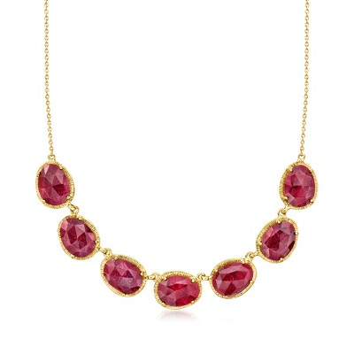 Ross-Simons 60.00 ct. t.w. Ruby Necklace in 18kt Gold Over Sterling Size 18