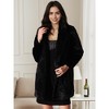Allegra K Women's Lapel Collar Faux Fur Fuzzy Winter Long Overcoat with Pockets - 2 of 4