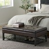 GDFStudio Kilbourne Contemporary Faux Leather Tufted Storage Ottoman Bench with Rack, Brown - 2 of 4