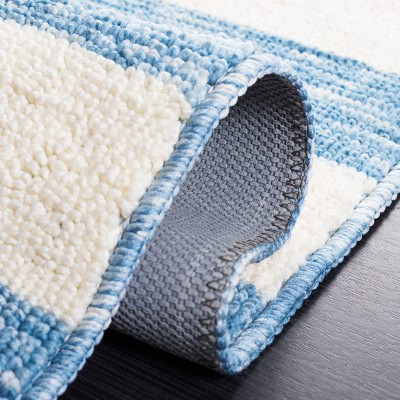 Light Blue Synthetic Washable Non-slip Rectangular Area Rug