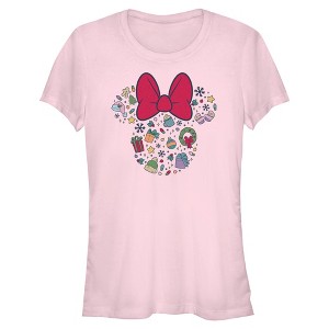 Juniors Minnie Mouse Christmas Bows and Ornaments Icons T Shirt - 1 of 4