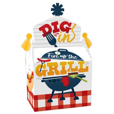 Big Dot of Happiness Fire Up the Grill - Treat Box Party Favors - Summer BBQ Picnic Party Goodie Gable Boxes - Set of 12