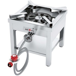 GasOne Stainless Steel Propane Burner Cooker With Regulator with Steel Braided Hose For Outdoor Cooking, Turkey Fry - 1 of 4