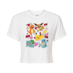 Women's - Pokémon - Valentine's Day Heart Sticker Cropped Graphic T-Shirt - 1 of 4