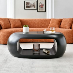 NicBex Oval Coffee Table, Sturdy Fiberglass, White, No Assembly Needed, for Living Room - 1 of 4