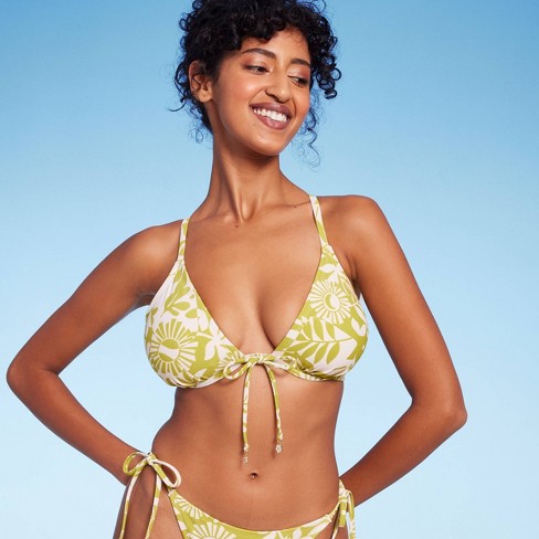 Women's Embroidered Daisy Strap Underwire Bikini Top - Wild Fable™ Yellow Xl  : Target