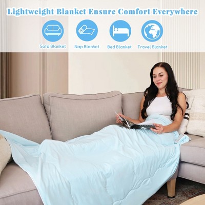 Catalonia Light Blue Reversible Cooling Blanket, 50x60 inches