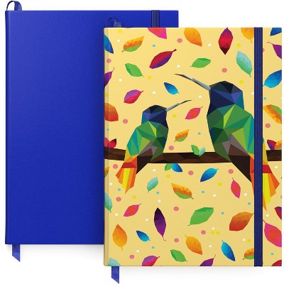 Arteza Bullet Journals, Printed Bird Design & Cobalt Blue, Dotted Paper, 6" X 8" - 2 Pack (ARTZ-4486)