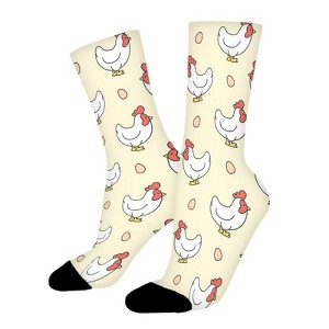 Chicken And Egg Women Printed Crew Socks Funny Funky Socks Soft Polyester Novelty Gifts for Artists Men - 1 of 4