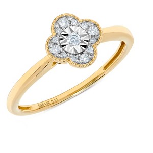H.J. Namdar 0.11 ct tw Miracle Set Diamond Clover Ring 14K Two Tone Gold Natural Diamonds Size 6 - 1 of 4