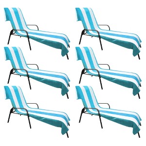 Cabana Striped Cotton Standard Size Towel/ Chaise Lounge Chair Cover Set by Blue Nile Mills - 1 of 4