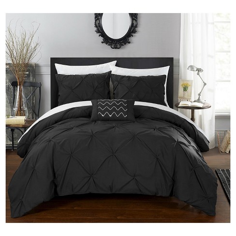 Whitley Pinch Pleated Ruffled Duvet Cover Set 8 Piece Queen