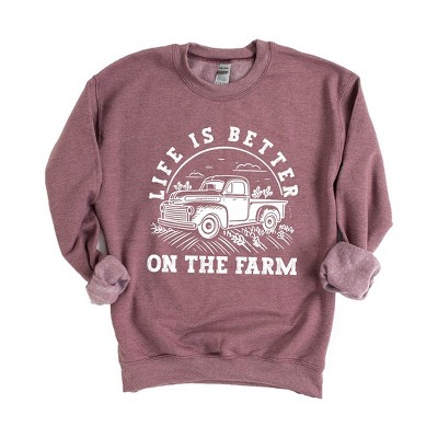 Simply Sage Market Women's Graphic Sweatshirt Better On The Farm Truck