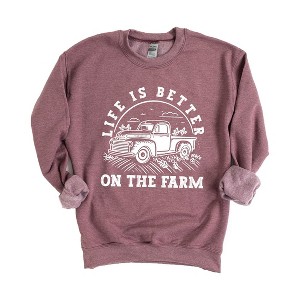 Simply Sage Market Women's Graphic Sweatshirt Better On The Farm Truck - 1 of 3
