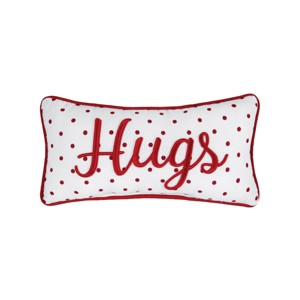 C&F Home 6" x 12" Valentine's Day "Hugs" w/ Dots Small/Petite Red Woven Accent Throw Pillow - 1 of 4