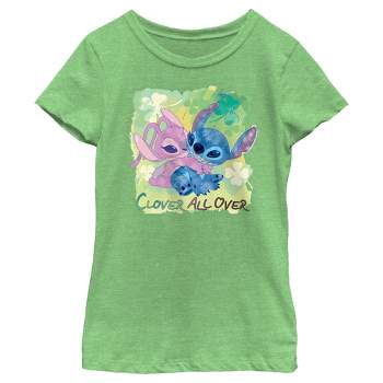 Girl's Lilo & Stitch Clover All Over T-Shirt