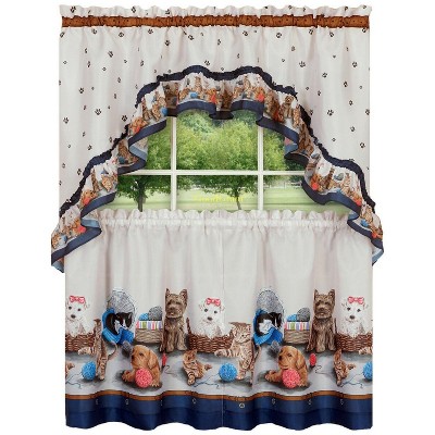 Goodgram Adorable Puppies Kittens Kitchen Curtain Tier Swag Set Target